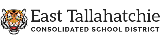 “East Tallahatchie Consolidated School District” logo with a tiger head graphic beside bold black text.